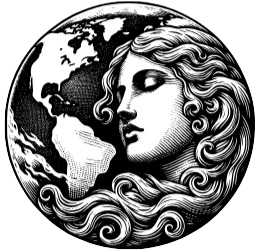 EarthKin Logo: Woman's face intertwined with a globe